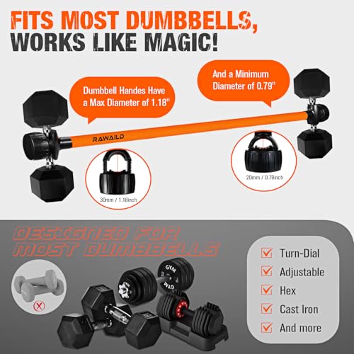 Dumbbell Converter, Convert Dumbbells to Barbell Set, Weight Bar for Bench Presses, Squats, Hip Thrust, Deadlifts, Home Weightlifting and Strength Training, Versatile Home Gym Equipment - color: 1-Orange