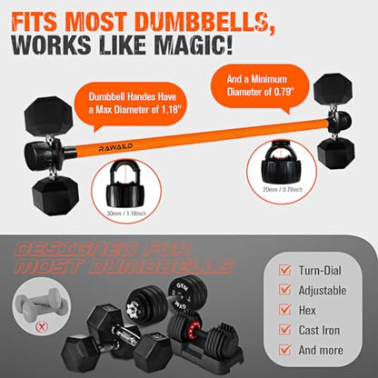 Dumbbell Converter, Convert Dumbbells to Barbell Set, Weight Bar for Bench Presses, Squats, Hip Thrust, Deadlifts, Home Weightlifting and Strength Training, Versatile Home Gym Equipment - color: 1-Orange