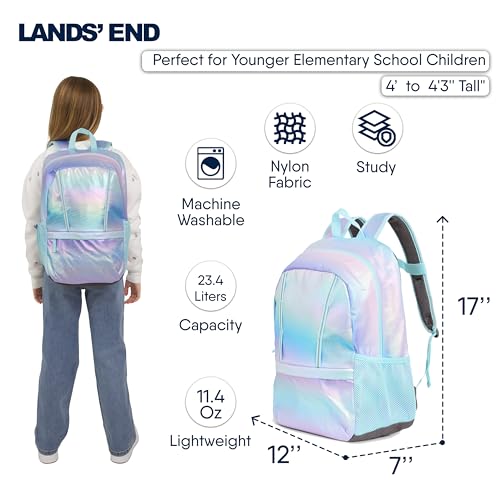 Lands' End Unisex Kids Medium ClassMate Lightweight Durable Elementary School Backpack, Pastel Lilac - color: Pastel Lilac