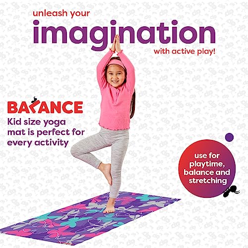 Antsy Pants Yoga Mat for Stretching and Yoga - color: Purple Butterflies
