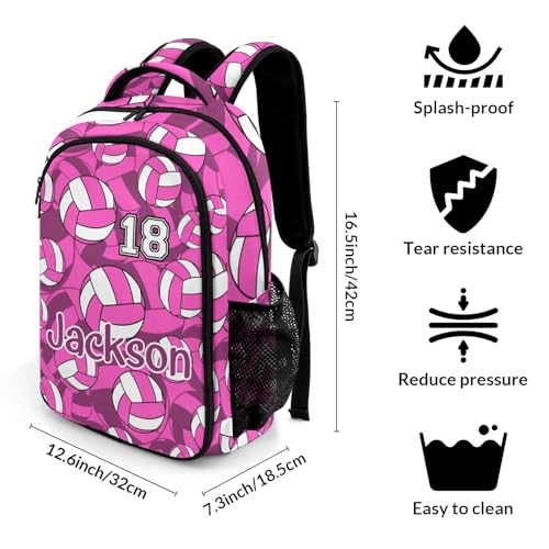 Pink Volleyball Pattern Casual Backpack Daypack Laptop Bag Custom Shoulders Backpacks for Man Woman Gifts - color: Pink Volleyball Pattern