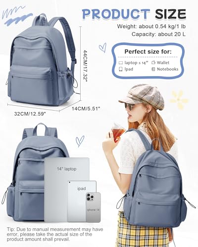 BJLFS Dark Blue Backpack for School Women Girls, Waterproof Bookbag Cute High School Backpackss for Men Teen Boys, Lightweight Travel College Backpack Mochilas Escolares para Casual Daypack Rucksack - color: Blue