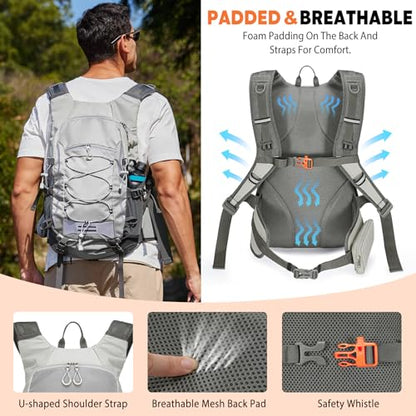 30L Hiking Backpack with Rain Cover Lightweight Hiking Daypack for Travel Camping Outdoors Knapsack for Men Women (Grey) - color: Grey
