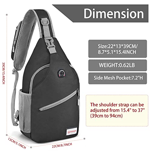 ZOMAKE Sling Bag,Small Crossbody Sling Backpack,Water Resistant Shoulder Daypack for Travel,Anti Thief Chest Bag for Hiking(Black(New)) - color: Black(new)