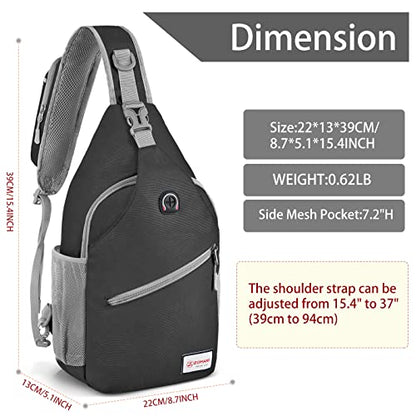 ZOMAKE Sling Bag,Small Crossbody Sling Backpack,Water Resistant Shoulder Daypack for Travel,Anti Thief Chest Bag for Hiking(Black(New)) - color: Black(new)