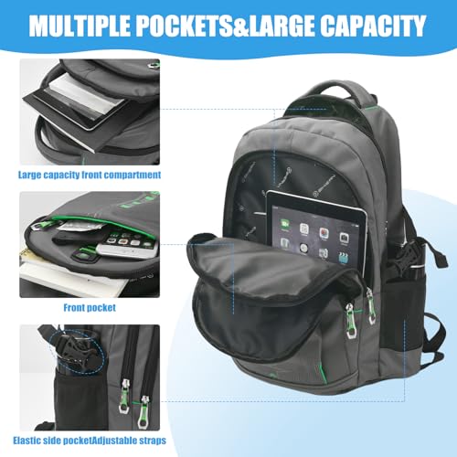 goldwheat School Backpack For Teen Boys, Lightweight Water-Resistant Boys Bookbag With Computer Compartment Fits 15.6" Laptop - color: Grey-green