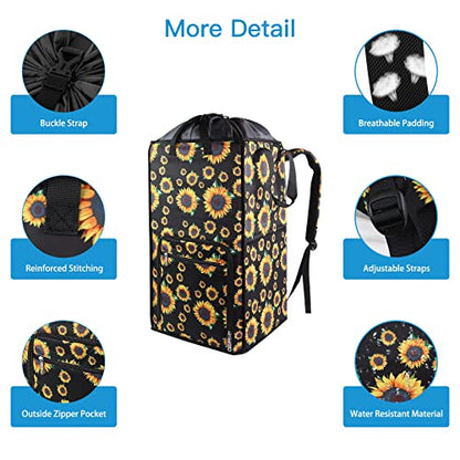 Bukere Laundry Hamper, Extra Large 2 in 1 Laundry Backpack Bag for College Students Dorm Essentials, Adjustable Shoulder Straps, Freestanding Laundry Basket for Apartment, Laundromat, Travel - color: SUNFLOWER
