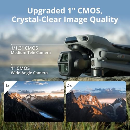 DJI Air 3S (RC-N3), Drone with Camera 4K, Dual-Camera Drone with 1" CMOS Wide-Angle Camera, 4K/60fps HDR Video & 14 Stops of Dynamic Range, 45-Min Max Flight Time, 20km Transmission Range - style: Air 3S (RC-N3)