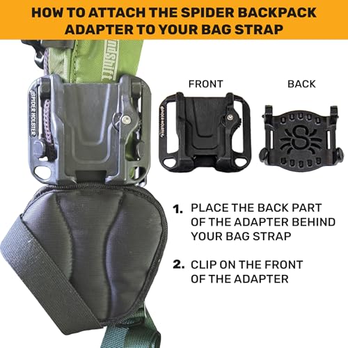 SPIDER HOLSTER – Clip-on Camera Holster and Camera Plate with Durable Stainless Steel Pin – Compatible with Any Belt - color: Spider X Backpack Adapter + Holster + Plate
