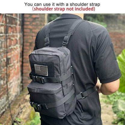 Tactical Mini Molle Hydration Pack,Molle Hydration Carrier with US Flag Water Resistant,Hydropack for Tactical Vest Backpack - style: Black