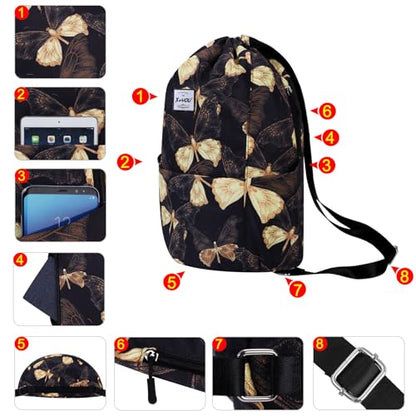 XEYOU Drawstring Sports Backpack Lightweight Gym Yoga Sackpack Shoulder Rucksack Casual Outdoor Daypack for Women and Men | Lightweight - color: Butterfly