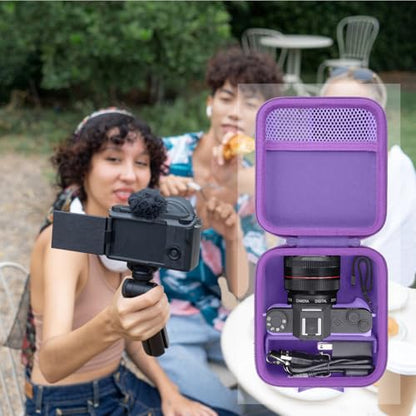 Camera Case for VJIANGER/VETEK/NIKICAM/Yatao 4K Vlogging Camera,Carrying Case Holder for 4K Vlogging Camera and Accessories(Purple Case) - color: Purple Case