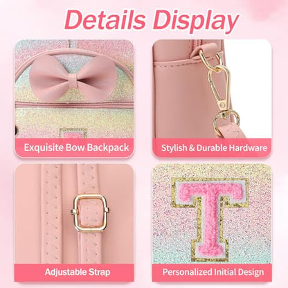 Birthday Gift for 2 3 4 5 6 7 8 9 10 Year old Girls Personalized Initial Mini Backpack Purse for Toddler Kids-Shine-T - color: Shine, style: T