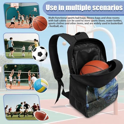 Basketball Backpack With Separate Ball Compartment And Shoes Fit Basketball Volleyball Football - color: Starry Night