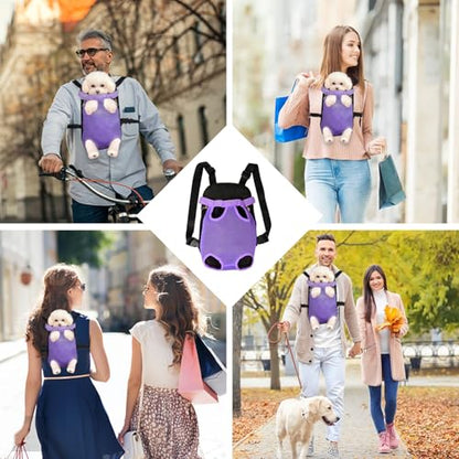 FEimaX Dog Carrier Backpack Pet Legs Out Front Cat Travel Bag, Adjustable Puppy Backpacks Carriers Hands-Free for Small Medium Dogs Cats Hiking Traveling Camping Daily Walking - color: Purple, size: Medium