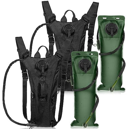 Sanwuta 2 Pcs Hydration Backpack with 3 Liter Water Bladder Tactical Lightweight 17.72 x 7.87 Inch Hydration Pack Backpack Water Backpack Hydration Bag Water Bag for Hiking Running - color: Black