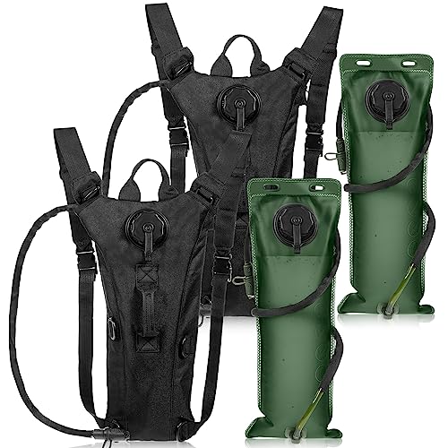 Sanwuta 2 Pcs Hydration Backpack with 3 Liter Water Bladder Tactical Lightweight 17.72 x 7.87 Inch Hydration Pack Backpack Water Backpack Hydration Bag Water Bag for Hiking Running - color: Black