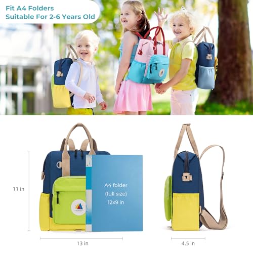 CLUCI Toddler Backpack For Boys, Toddler School Backpack For School & Travel, Small Kids Child Backpacks - color: Yellow Blue and Green