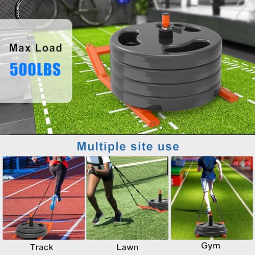 BeneLabel Weight Sled Fitness Strength Training Sled Weighted Sled Fits 1" & 2" Weight Plates Workout Sled Exercise Sled for Speed and Soccer Training