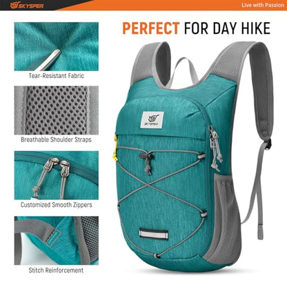 SKYSPER Foldable Hiking Backpack - 10L/15L Small Lightweight Daypack Breathable Travel Backpacks - color: Cyan, size: 15 l