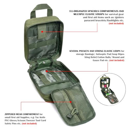 Molle First aid Kit pouch Empty ifak bag EMT Tactical Pouch for Med Rescue - color: OD