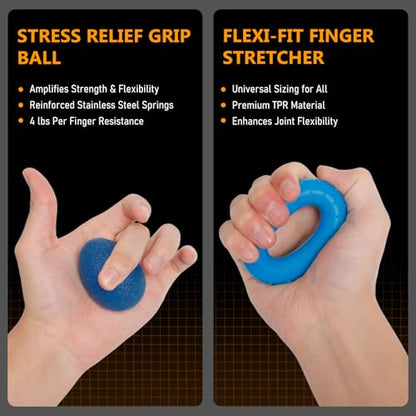 JKSHMYT Grip Strength Trainer Kits (5 Pack), Adjustable Resistance Forearm Strengthener, Hand Gripper Strengthener for Muscle Building - color: Blue