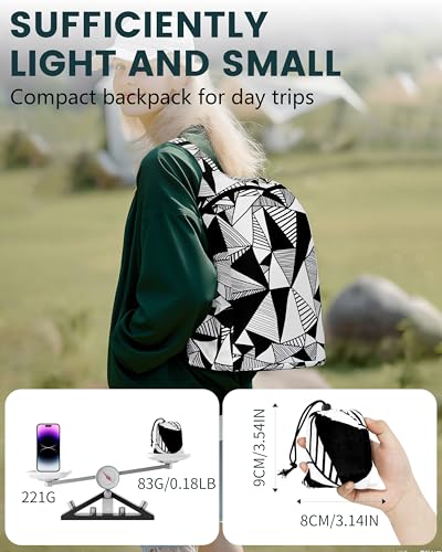 Pocket-Sized Hiking Daypack, Fashion patterns Lightweight 2.8oz, Water resistant Backpack for Women Men Camping (Blue&Green swirl) - style: Blue&green Swirl