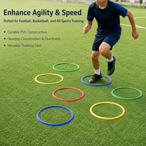 Qianly Field Training Agility Rings, 12 Pack 30cm Speed & Agility Training Equipment Mixed Colors for Athletes