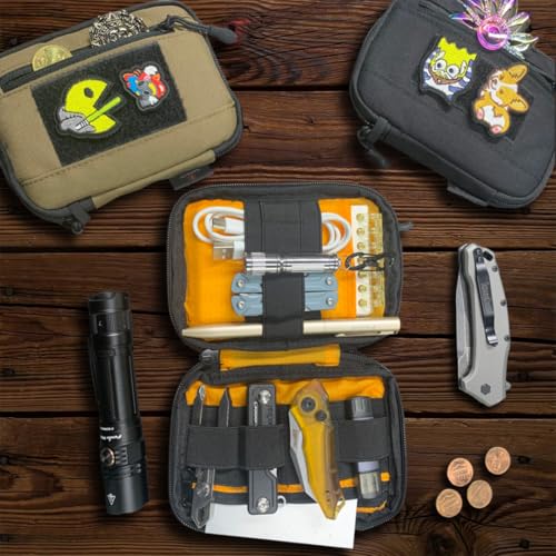 ROARING FIRE Picofire Pro EDC Pouch Organizer - [Small Tool Pouch] for Electronics, Cables, Flashlights - with YKK Zippers, Weatherproof Resistant 500D Nylon for pouches men (black) - color: black