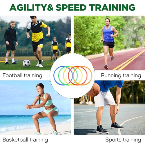 Deekin Agility Rings Speed and Agility Training Rings Exercise Speed Circle Jumping Hoops for Training Toss Equipment - color: Green, size: 15 Inch