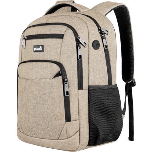 Paude Backpack for Teens, Laptop, College, University, Business, Travel - 15.6 Inch, Beige - color: Beige, size: 15.6 inch