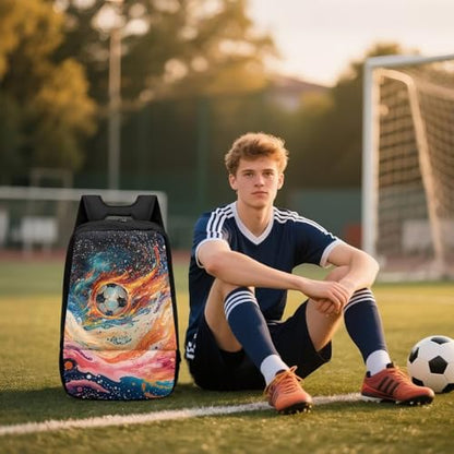 18.5in Basketball Backpack Basketball Bag with Shoe Compartment & Ball Holder, Waterproof Bag for Soccer Volleyball - color: Anime Star Cool Soccer Print