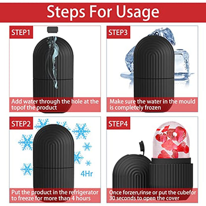 ice face roller, ice mold for face and Eyes, Reusable Massage Silicone Beauty Tool, Naturally Conditioning And Skin Care, De-Puff Eye Bags, Reduce Migraine Pain (Black) - color: Black
