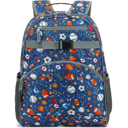 FlowFly Kids Backpack for Toddler Boys Girls, Simple Lightweight Bookbag for Daycare Kindergarten Elementary School Travel, Small Modern Bag (Large), Football - color: Football, style: Kids Large: 17l