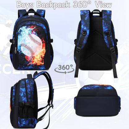 Meisohua Backpack for Boys Elementary Middle School Bags for Boy Kids Bookbags Teenager Casual Daypack Water Resistant Baseball Backpack - color: Blue Baseball Backpack