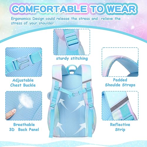 PIG PIG GIRL Kids Backpack for Girls - School Bags for Middle School Students - Book Bag for Elementary Primary - Blue - color: Blue