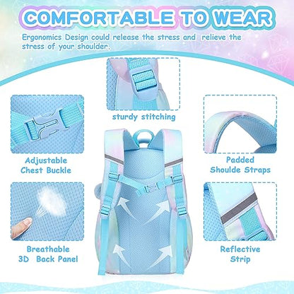 PIG PIG GIRL Kids Backpack for Girls - School Bags for Middle School Students - Book Bag for Elementary Primary - Blue - color: Blue