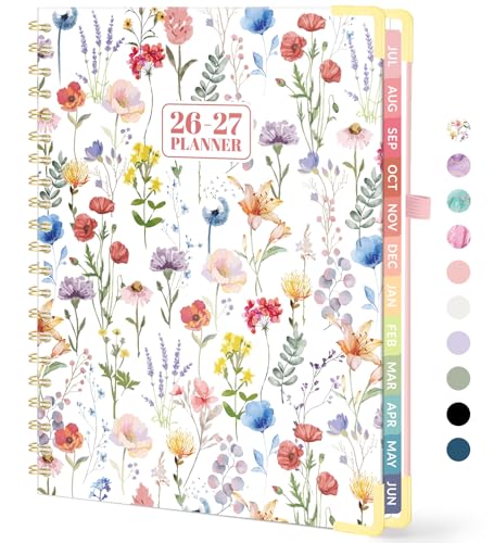 Forvencer Academic Planner 2026-2027, Hardcover Calendar Planner Weekly & Monthly, July 2026 - June 2027, 8.5" x 11", Daily Agenda with Tabs, College School Organizer for Student Teacher, Floral Style - color: Floral Style, size: 8.5"x11" (Jul 2026 - Jun