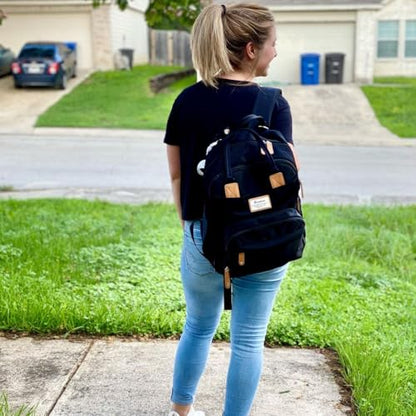 RUVALINO Diaper Bag Backpack, Multifunction Travel Pack Maternity Baby Changing Bags, Large Capacity, Waterproof, Black - color: Classic_black