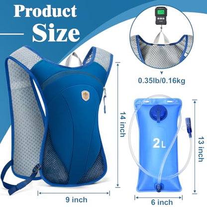 Hydration Backpack with 2L Water Bladder Bag, Lightweight and Breathable Running Vest for Men, Adjustable Chest Straps Water Pack for Cycling Hiking Climbing Outdoor - color: Blue