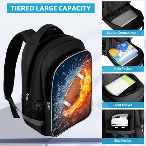 TILYTADLY School Backpack for Boys - American Football Boys Backpack for Kids Children Teens Elementary Middle School - Students Bag for Ages 6-18,17″Bookbag Multifunctional Large Capacity - color: American Football-02-backpack Only
