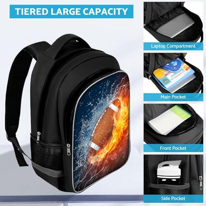 TILYTADLY School Backpack for Boys - American Football Boys Backpack for Kids Children Teens Elementary Middle School - Students Bag for Ages 6-18,17″Bookbag Multifunctional Large Capacity - color: American Football-02-backpack Only