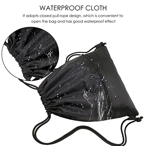 Drawstring Backpack Bag, Waterproof Draw String Back Sack with Zip Pocket, Gym Drawstring Bags Swim Bag for Men Women - color: Black, Upgraded