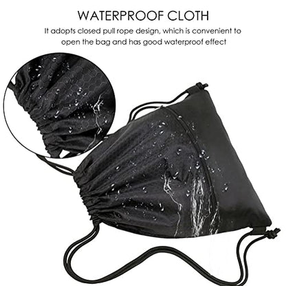 Drawstring Backpack Bag, Waterproof Draw String Back Sack with Zip Pocket, Gym Drawstring Bags Swim Bag for Men Women - color: Black, Upgraded