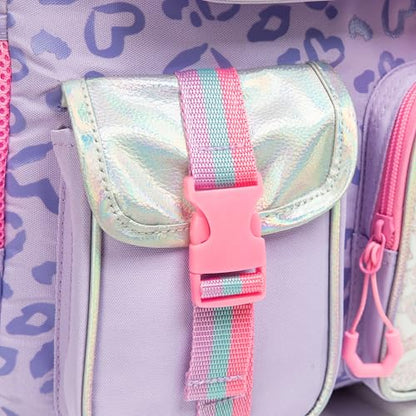 Meetbelify Aesthetic Backpack with Lunch Box for Elementary Students - Cute School Bag for Girls 8-10 - Purple - color: 3pcs Purple Love
