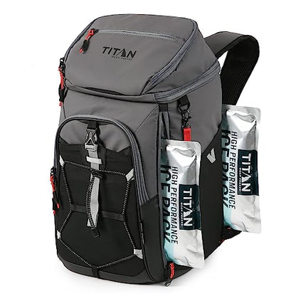 Titan Deep Freeze Ice Wall Backpack Cooler 30 Can Cooler Bag with Ice Packs - color: Sharkskin