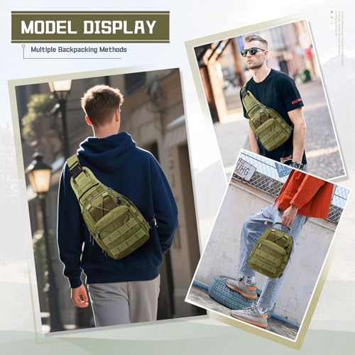 Tactical Backpack for Men, Waterproof Military Sport Bag Pack Crossbody Sling Backpack Tactical Bag for Every Day Carry, Green - color: Green