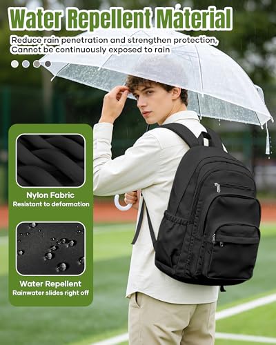 weradar Black School Backpack For Women Men, Lightweight Casual Daypack College Backpack, Aesthetic Students Bookbag, Backpack With Lots Of Pockets,Cute High School Bag For Boys Girls - color: Black