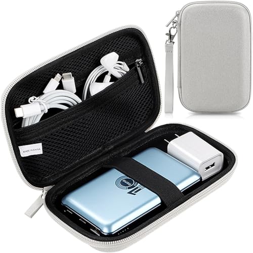 CAAORDKSO Hard Electronic Organizer Travel Case, Waterproof Shockproof Hard EVA Carrying Case for Power Bank,Chargers,Cable, Cord, Mouse, External Hard Drive Case Electronics Accessories Organizer Bag - color: Gray