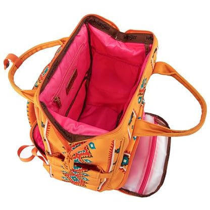 Wrangler Aztec Backpack Organized Daypack Travel Baby Bag with Stroller Strap and Side Bottle Pockets WG2204-9110MST - color: Angel Orange